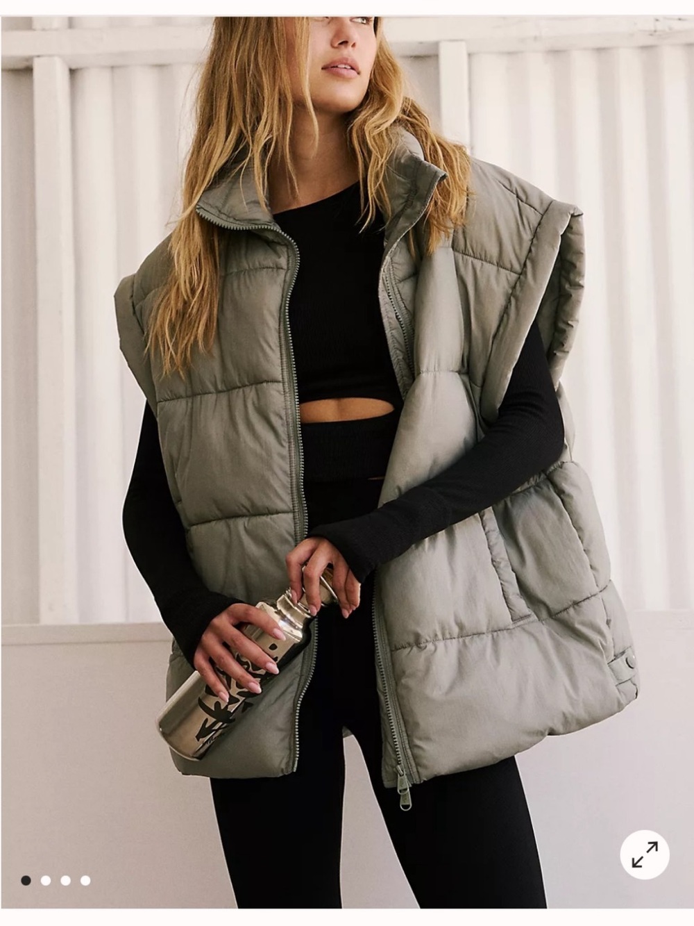 Free People Sage Green Quilted Puffer Vest - Picture 2 of 2